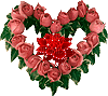 Gif animé coeur de fleurs rouges